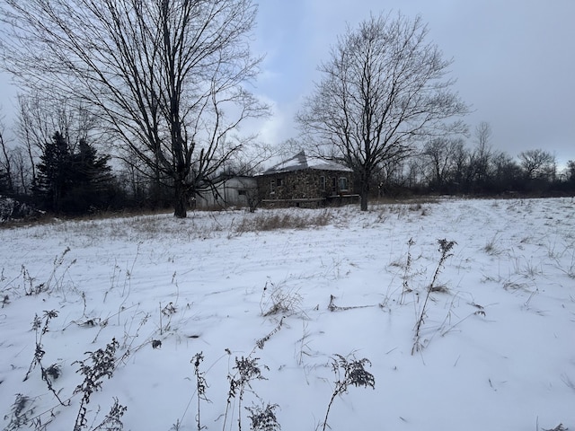 view of yard layered in snow