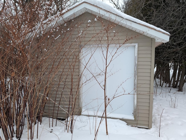 view of snow covered structure