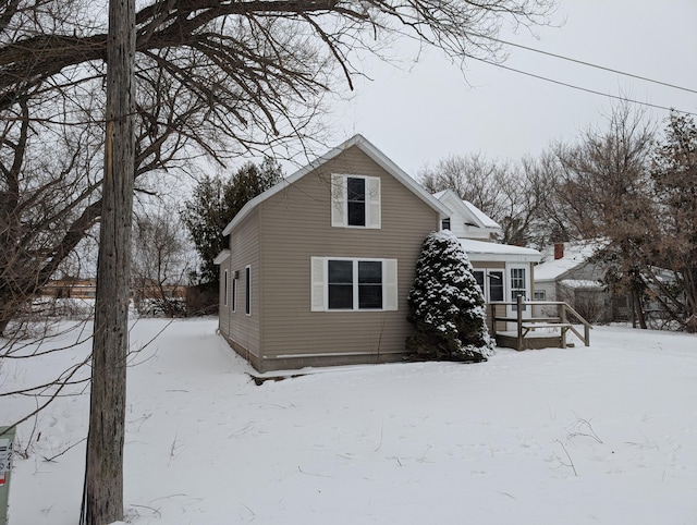 view of snow covered exterior