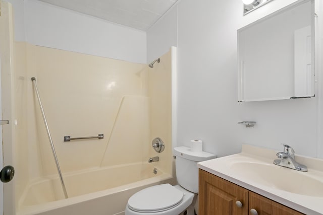 full bathroom featuring vanity, tub / shower combination, and toilet