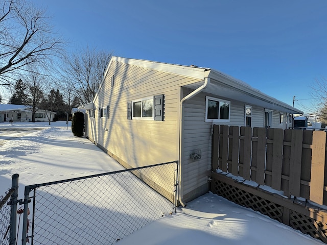 view of snow covered exterior