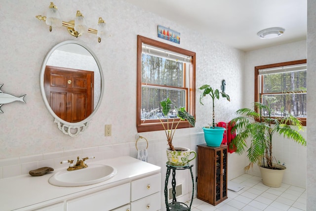 bathroom featuring tile patterned floors and vanity