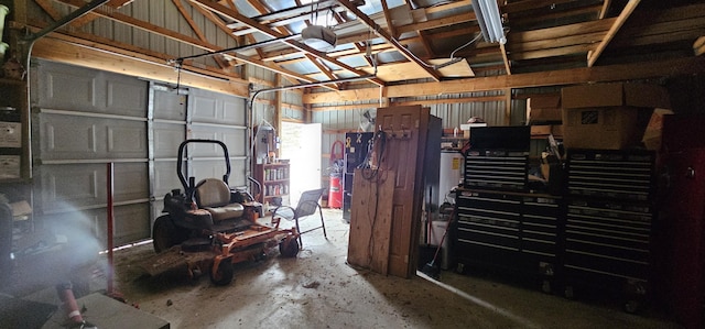 garage with a garage door opener