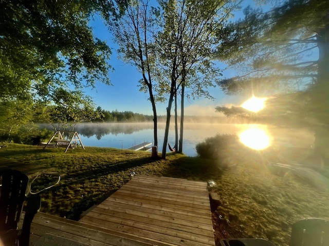 dock area with a water view