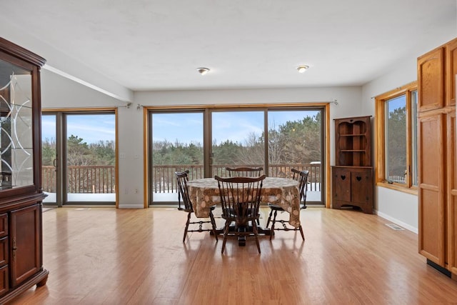 dining space featuring light hardwood / wood-style floors