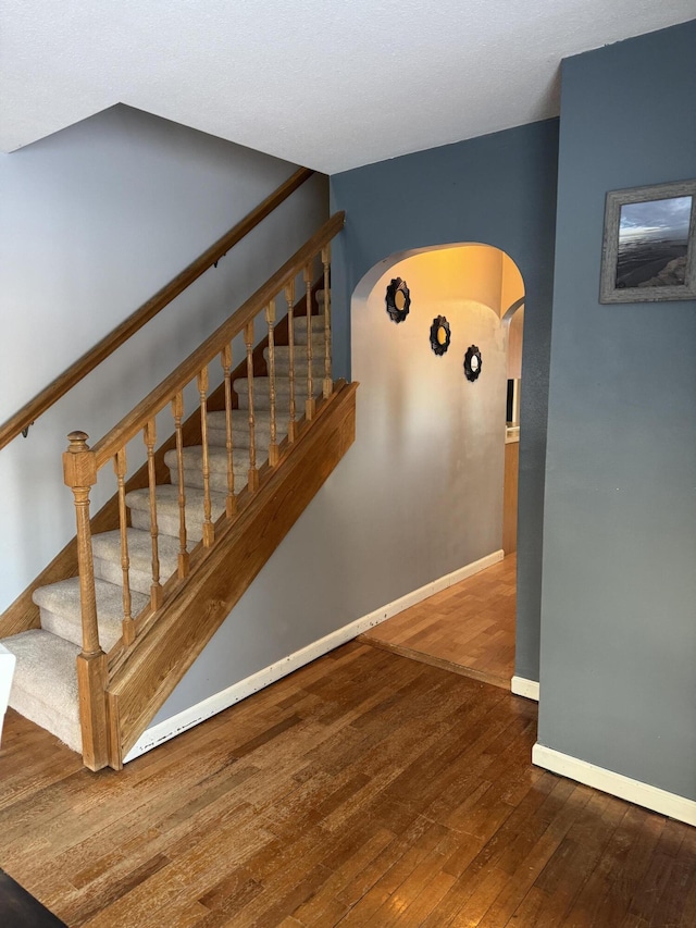 stairs with wood-type flooring