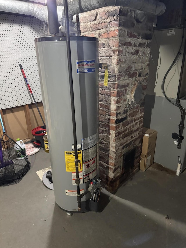 utility room featuring water heater