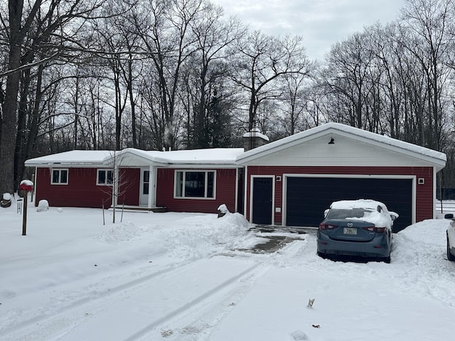 single story home with a garage