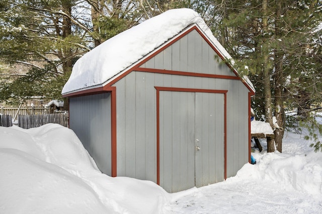 view of snow covered structure