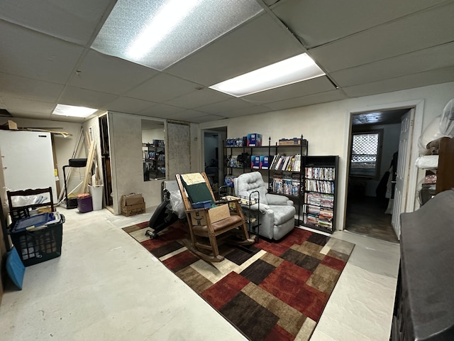 basement with a drop ceiling