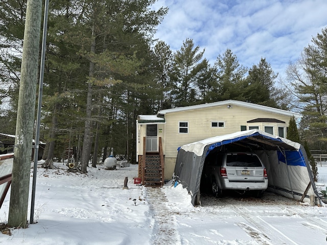 view of snow covered exterior