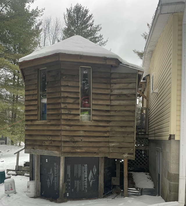 view of snow covered exterior