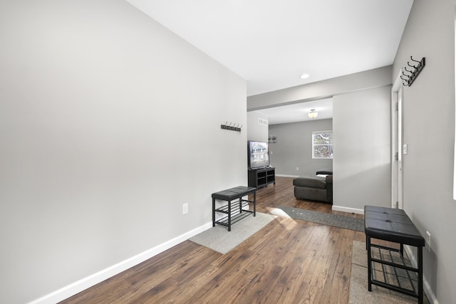 living room with hardwood / wood-style flooring