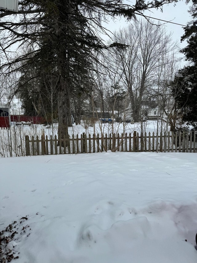 view of yard layered in snow