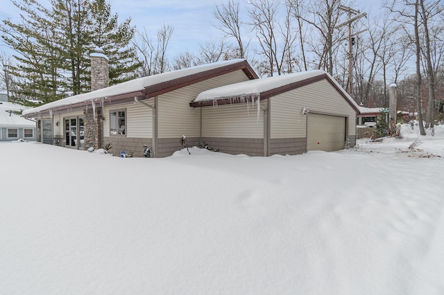 view of snow covered exterior