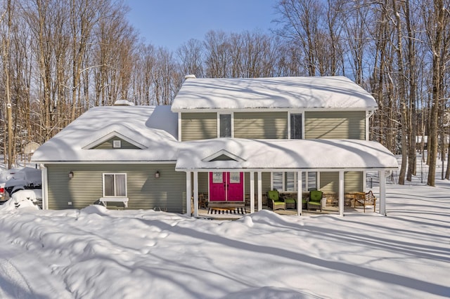 view of front of home featuring covered porch