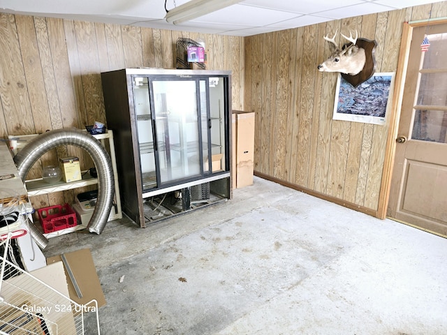 interior space with wooden walls