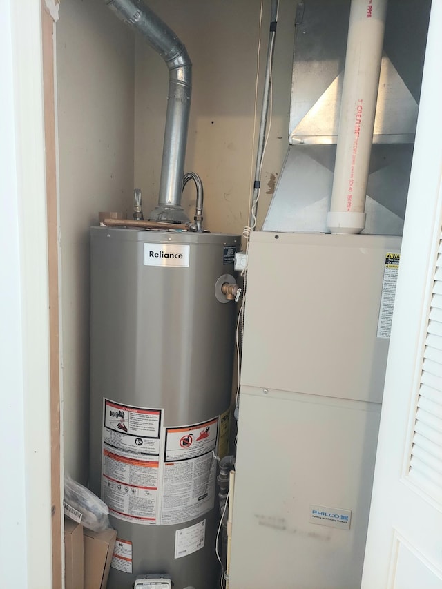 utility room featuring gas water heater