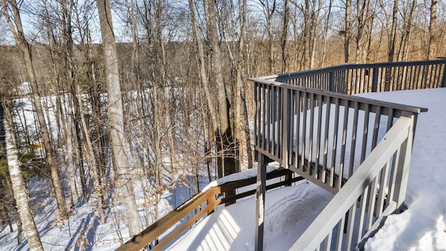 view of snow covered deck