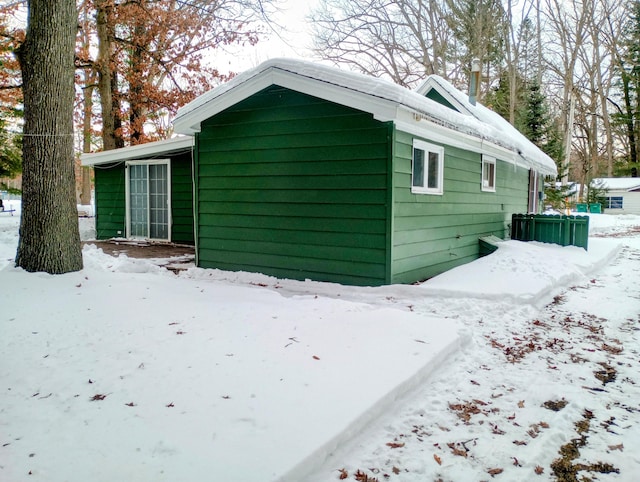 view of snow covered exterior