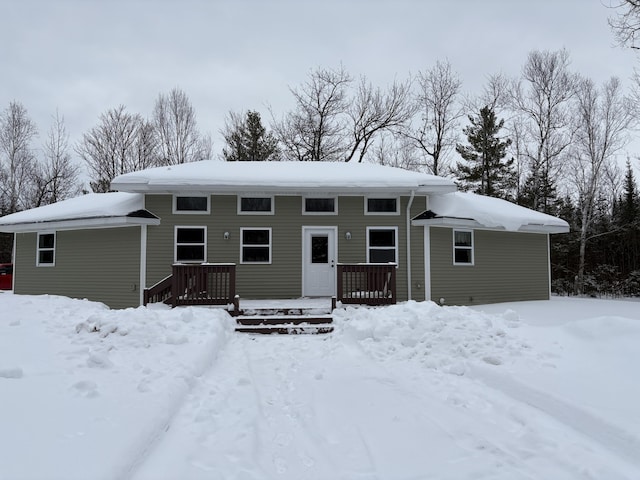 view of snow covered property