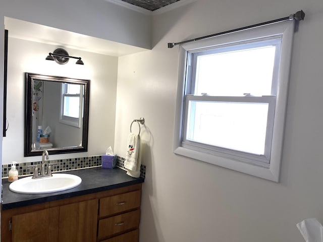 bathroom featuring backsplash and vanity