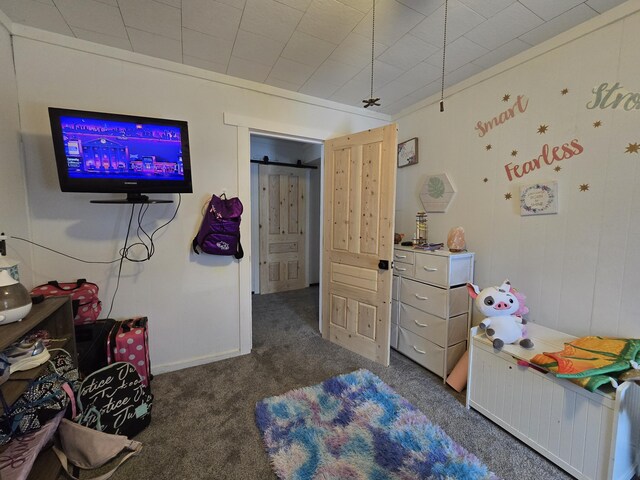 bedroom featuring carpet flooring and baseboards