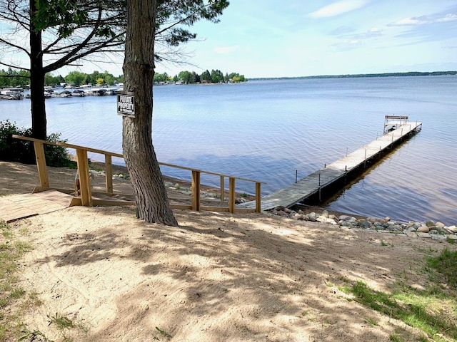 dock area featuring a water view