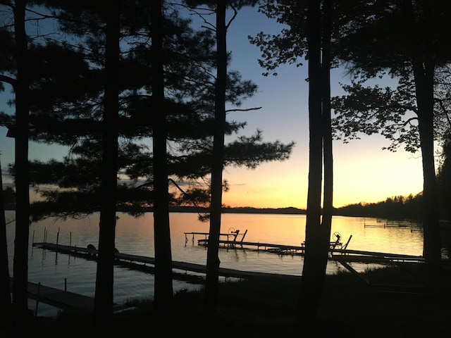 view of water feature with a boat dock