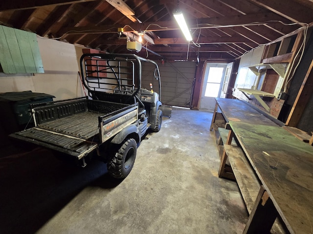 garage with a garage door opener