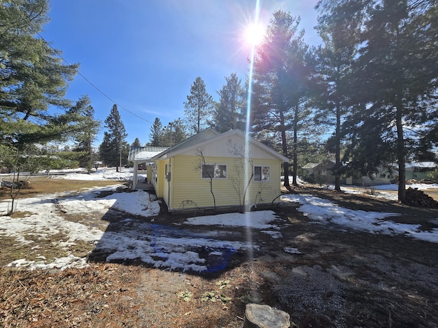 view of snow covered property