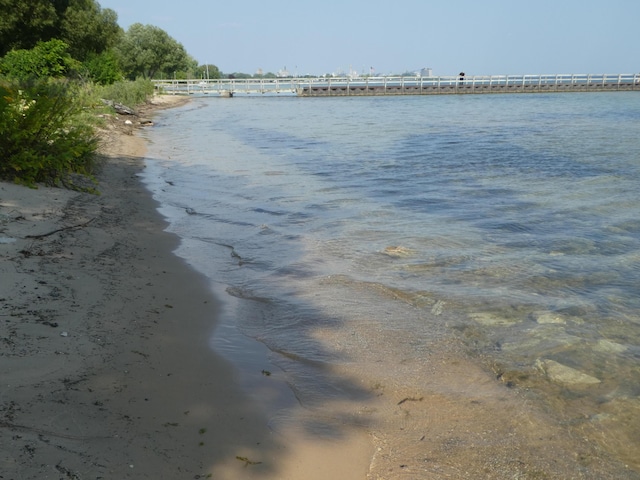 property view of water featuring a beach view