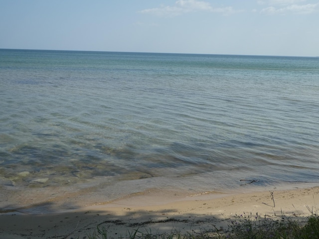 view of water feature with a beach view