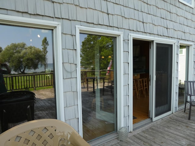 doorway to outside featuring light hardwood / wood-style floors