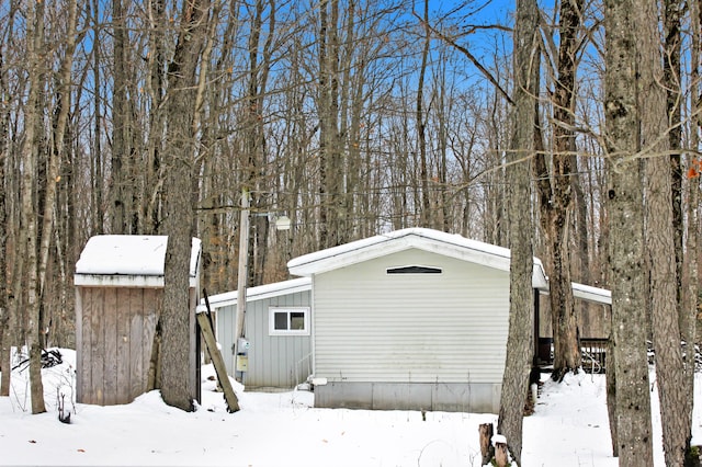 view of snowy exterior