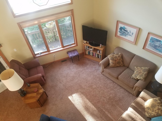 living room with carpet flooring