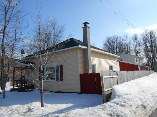 view of snow covered exterior