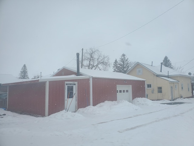 exterior space with a garage