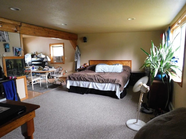 carpeted bedroom with multiple windows