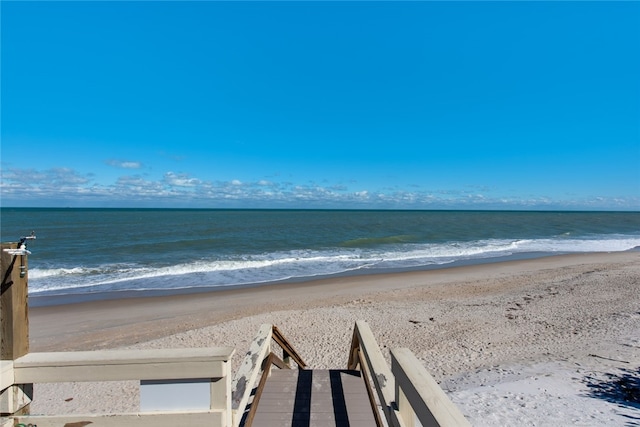 view of water feature with a view of the beach