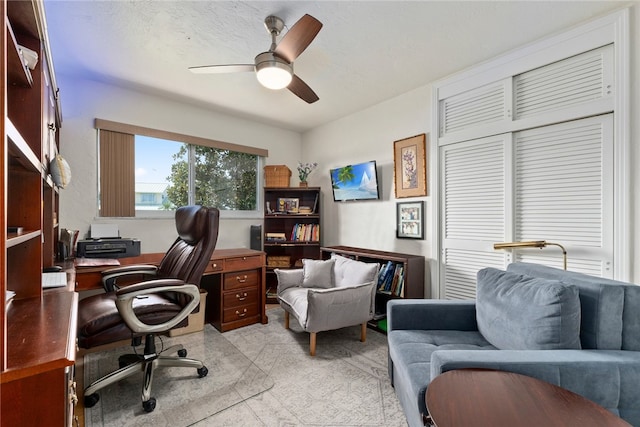 home office featuring ceiling fan