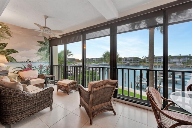 1875 Bay Rd Unit 215H, Vero Beach, FL 32963 - sunroom featuring a water view and plenty of natural light