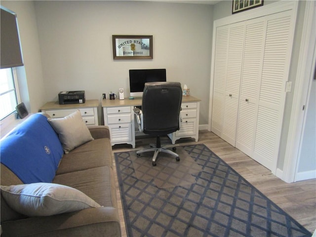 office space featuring light hardwood / wood-style flooring