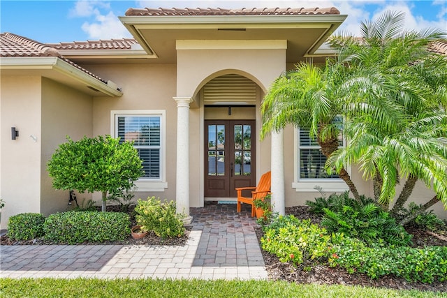 doorway to property with french doors