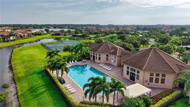 1782 Berkshire Cir SW, Vero Beach, FL 32968 - swimming pool featuring a water view and a patio area