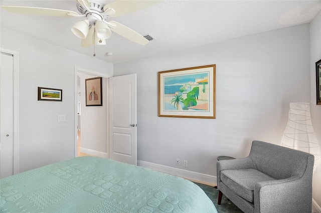 bedroom featuring ceiling fan