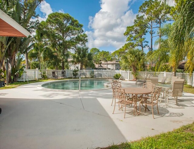 view of swimming pool with a patio area