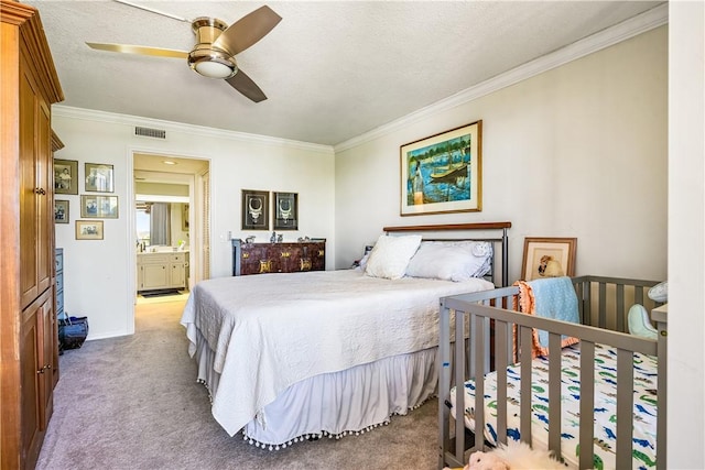 1821 Mooringline Dr Unit 3G, Vero Beach, FL 32963 - bedroom with crown molding, carpet floors, and a ceiling fan