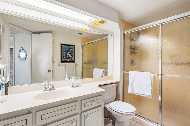 1821 Mooringline Dr Unit 3G, Vero Beach, FL 32963 - bathroom featuring vanity, a stall shower, and tile patterned floors