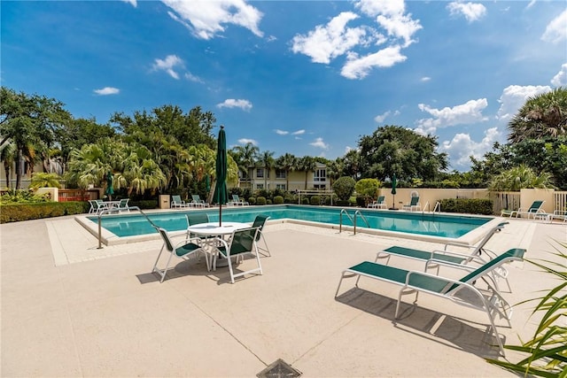 view of pool featuring a patio